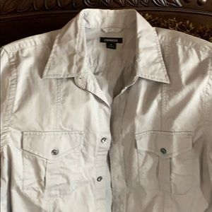 Express men’s medium light gray button down shirt